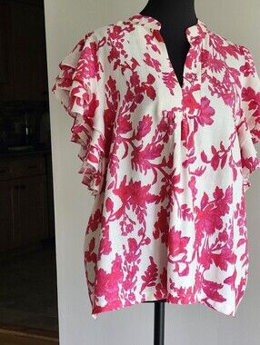 Pinch Pink Floral Ruffle Sleeve Top